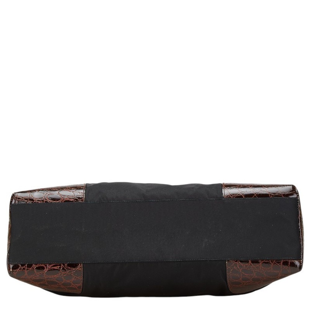 Prada Crocodile Brown Black Triangular Leather Ny… - image 3